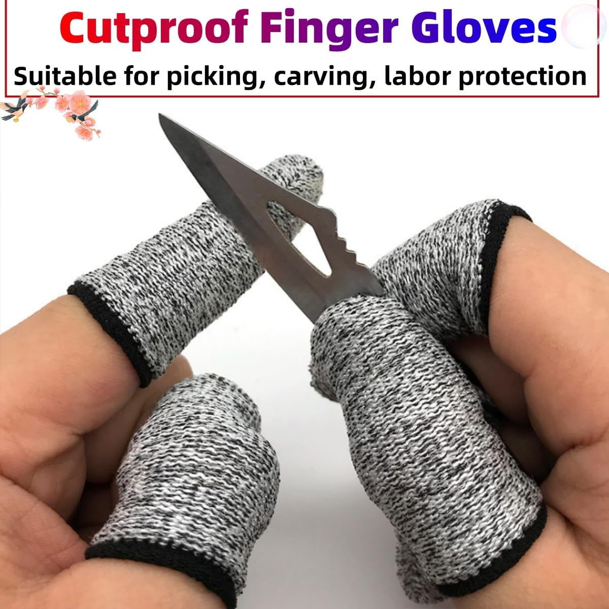 10PCS Cut Resistant Finger Cots Protector,Klhcduo Finger Protection Cots for Kitchen,Work, Sculpture,Anti-Slip,Reusable Finger Covers image number 4
