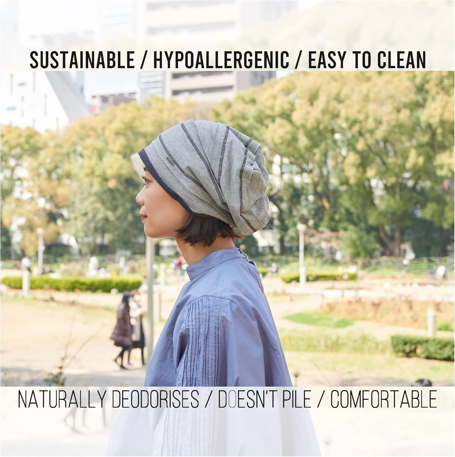 CHARM Slouchy Cotton Summer Beanie Hat - Mens Soft Lightweight Knit Womens Baggy Slouch - Dark Grey image number 6