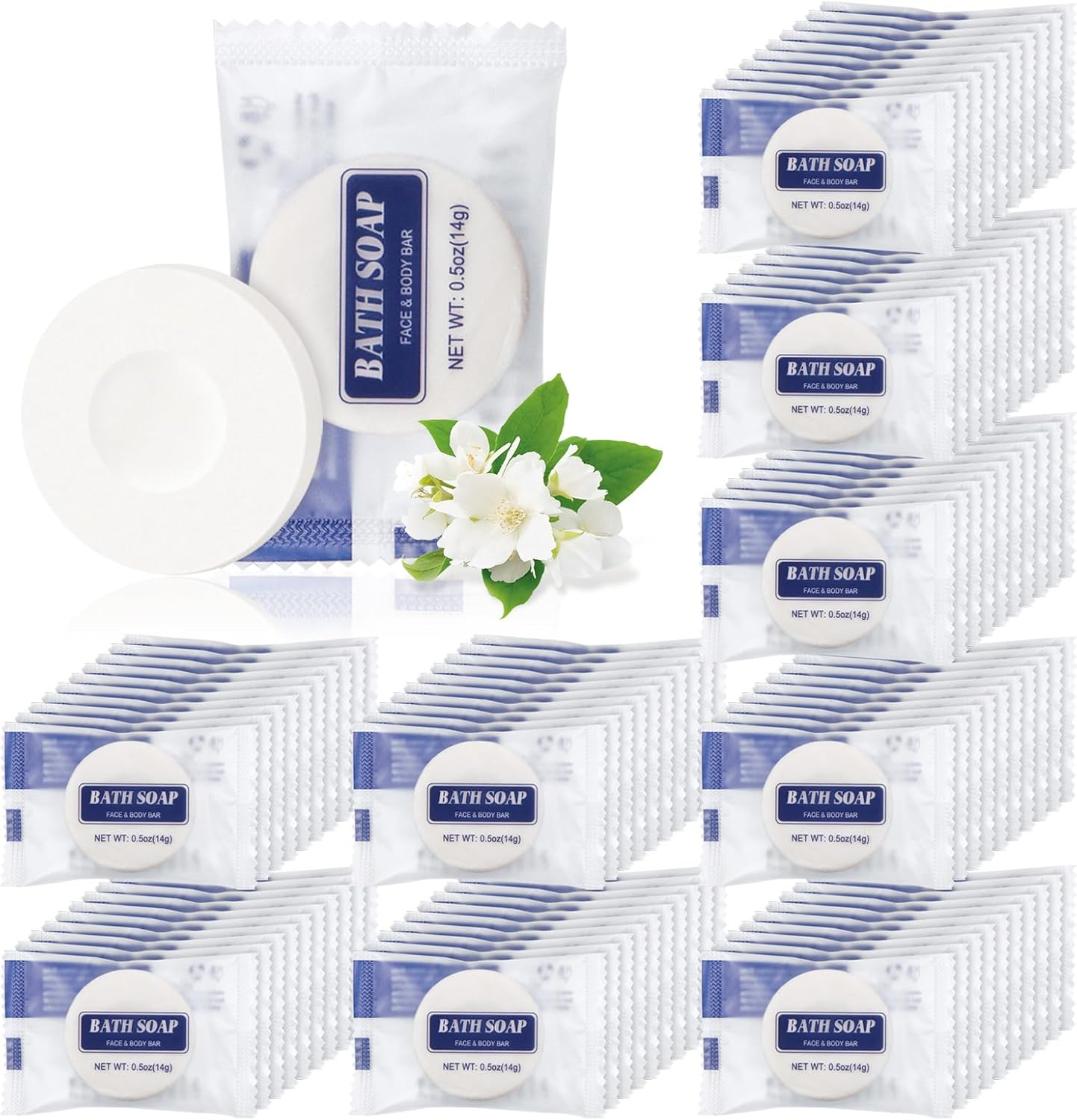 Slequipo Bulk Bar Soap, 100 Pack round Mini Soap Bars Bulk Individually Wrapped, 0.5 Oz Travel Soap Small Hotel Soaps Travel Size Toiletries for Hotel Guest Bathroom(Round) image number 4