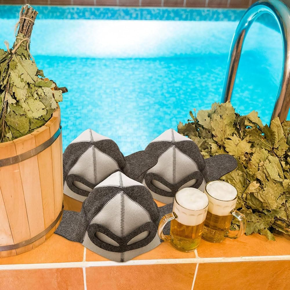 Lyhaogao Creative Felt Sauna Hat for Men and Women, Breathable Wool Pilot Cap for Steam Room Thermal Insulation Headwear for Sauna Sessions, Hot Yoga, Relaxation, Lightweight and Sweat Wicking Design