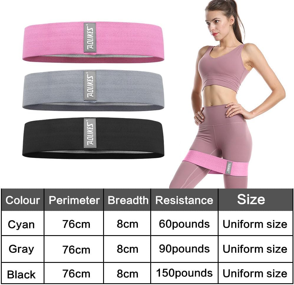 JZS 3 Levels Booty Bands Set, Fabric Resistance Workout Bands Resistance Loop Exercise Bands for Legs Butt at Home Fitness, Yoga, Pilates image number 2