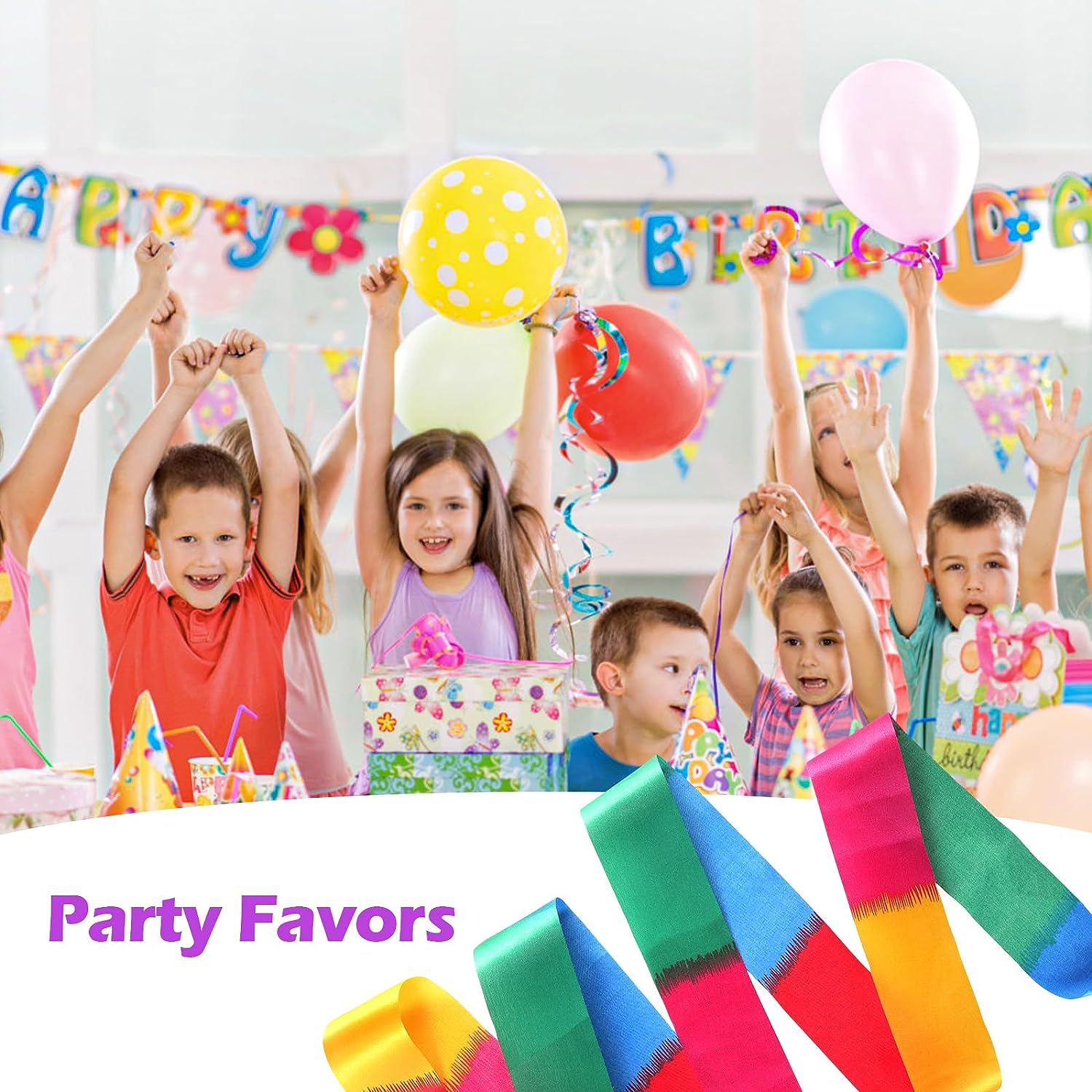 Niceup 12 Pcs Dance Ribbon for Kids Party Bag Fillers, Gymnastics Ribbon Rainbow Streamers Wand for Party Favors, Goodie Bag Fillers for Kids Birthday Princess Fairy Circus Party Decoration Supplies image number 3
