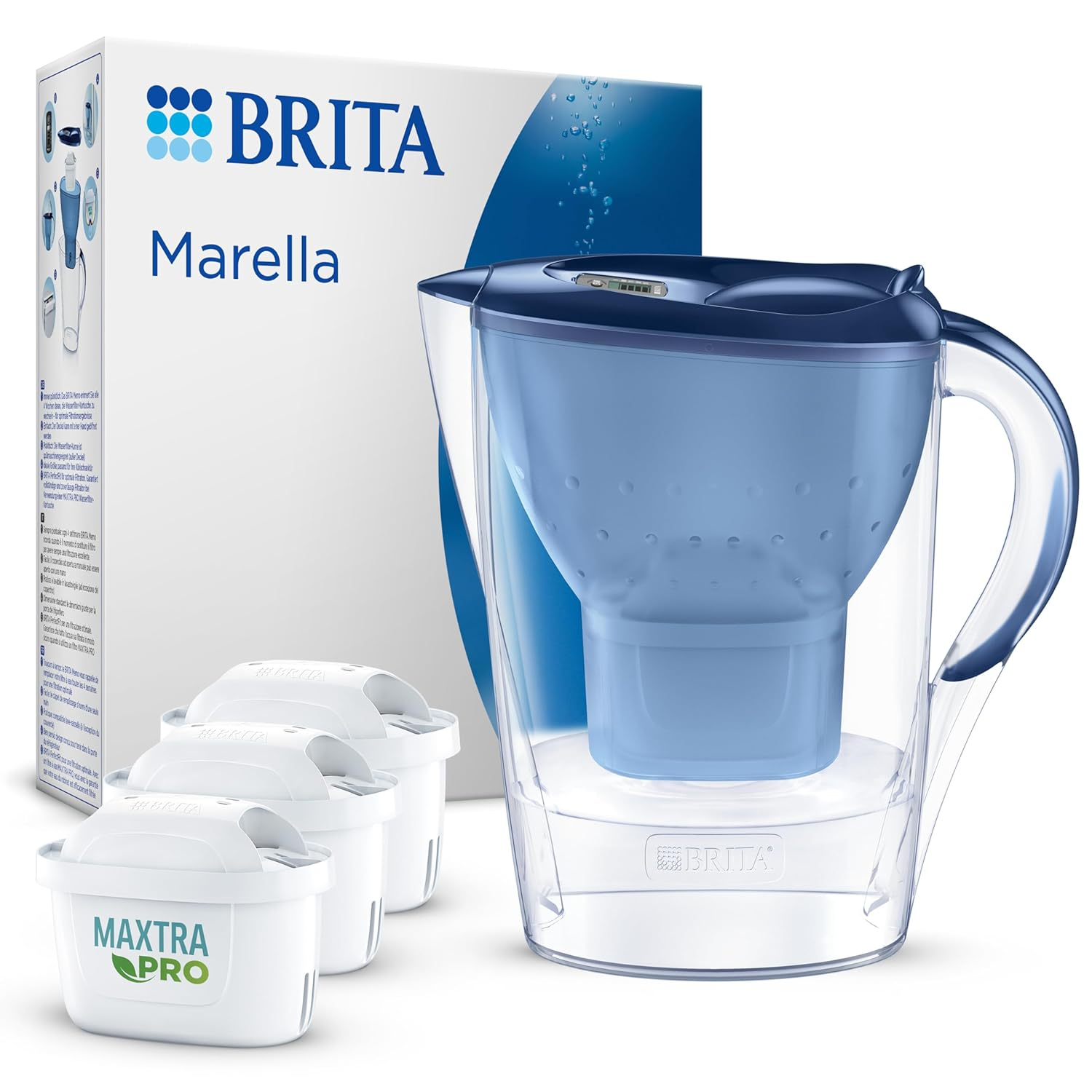 BRITA Marella Blue Water Filter Jug (2.4L) Incl. 3 X Brita MAXTRA PRO All-In-1 Filters That Reduces Chlorine, Limestone, PFAS and Metals - Elegance and Functionality image number 6