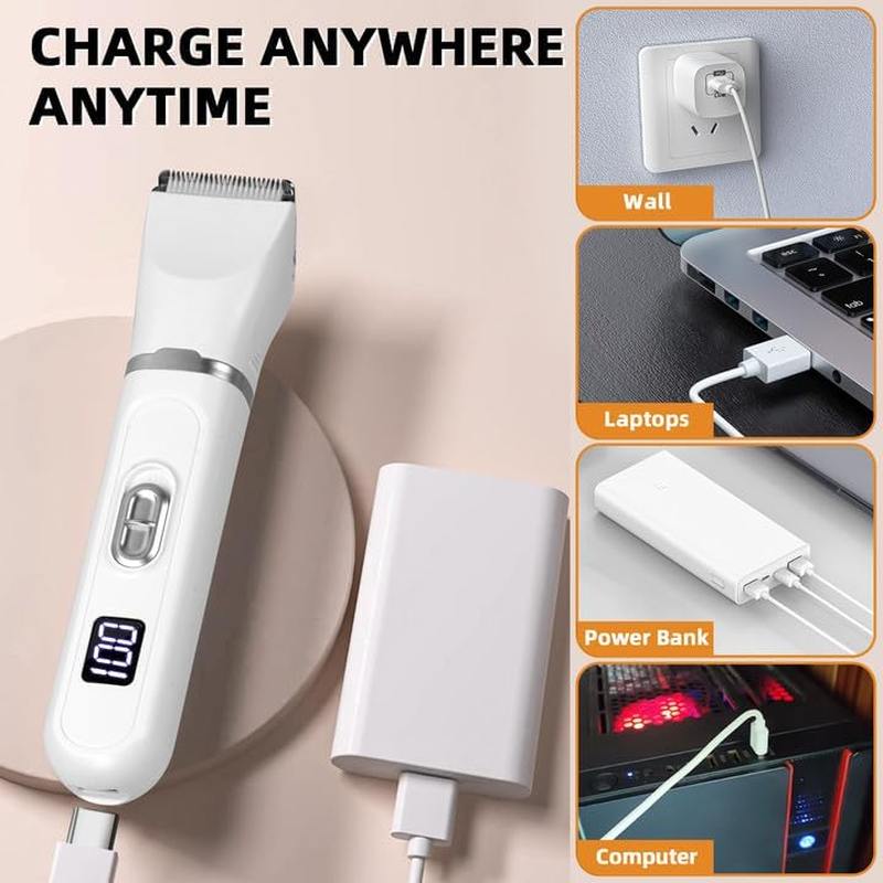 Dog Clipper, 4-In-1 Quiet Pet Hair Trimmer, Professional Clipper, Dog Cat with LED Display, Rechargeable Clipper, Dog Set for Dogs, Cats, Paws, Eyes, Ears, Face, Body image number 4