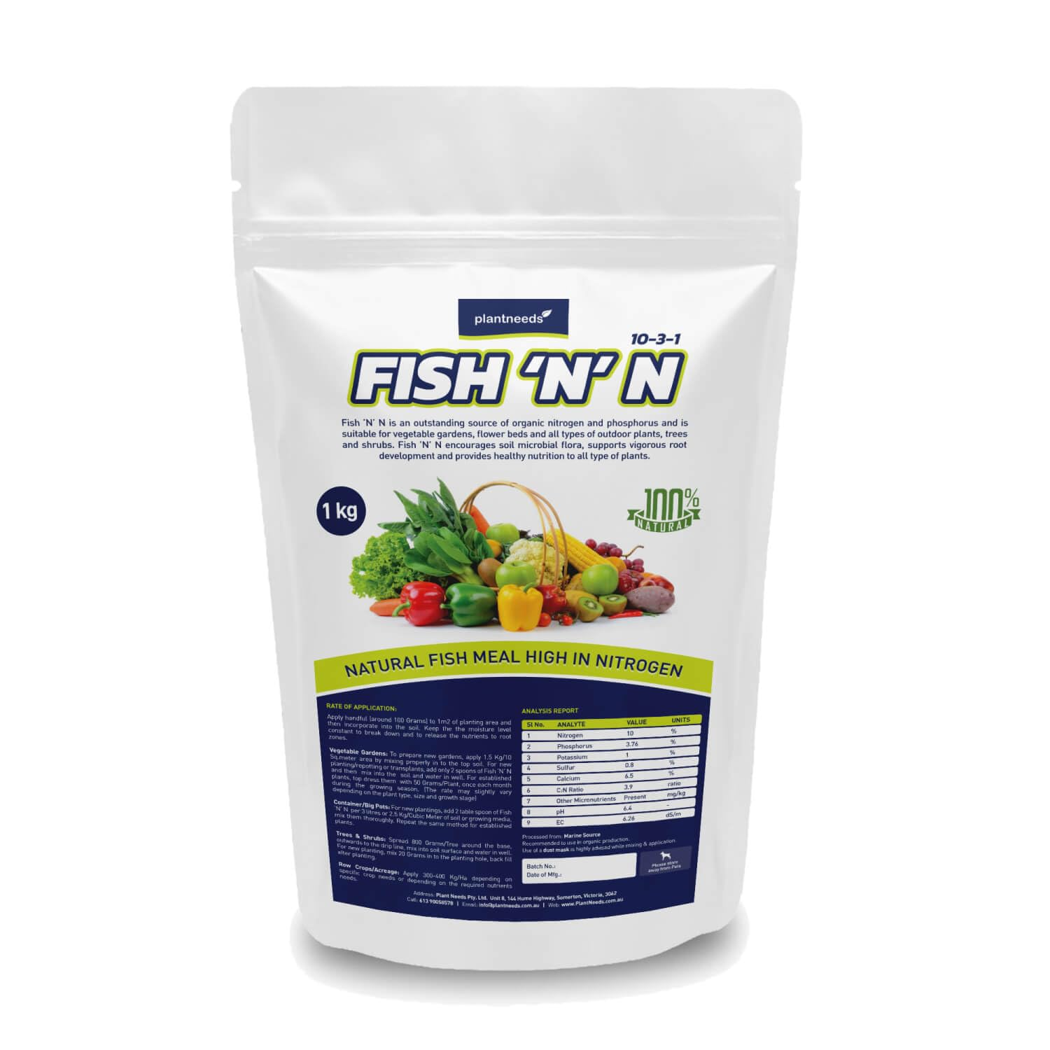 Plant Needs Fish N N 1 Kg I Powder I 100 % Organic I Fish Meal Fertilizer I 10-3-1-6 I Australian Certified Organic I image number 4