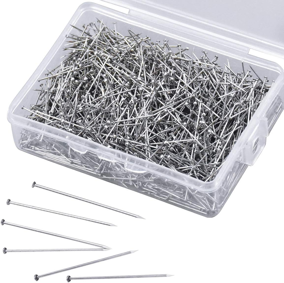 1600 Pieces 26Mm Silver Stainless Steel Straight Silk Pins for Hijab, Dress Making, Quilting, Jewelry & Craft