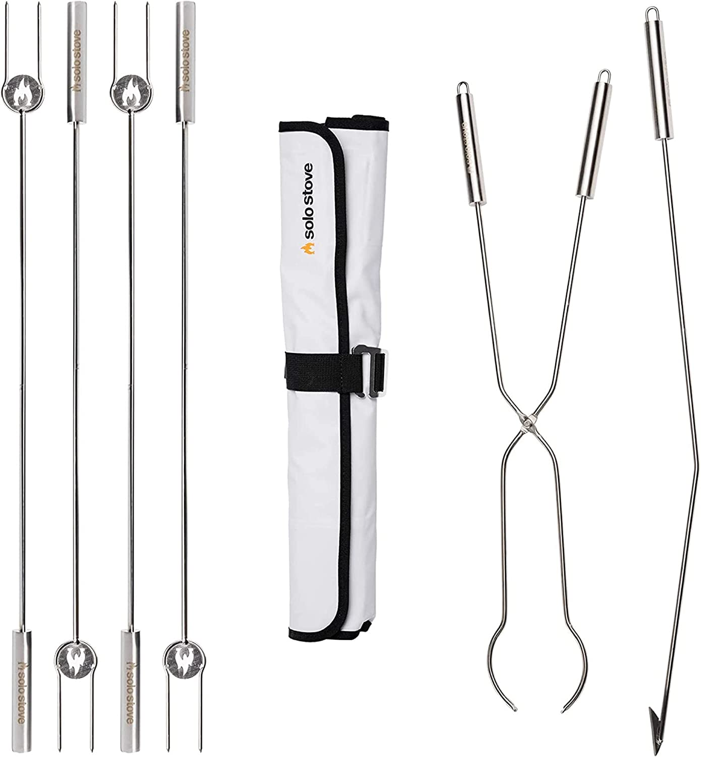 Solo Stove Roasting Sticks and Fire Pit Tools | Incl. 4X Sticks (91,5 Cm) with Protective Casing, Wood Grabber (81,5 Cm), Wood Poker (92,5 Cm), Stainless Steel, Fire Pit Accessories image number 1
