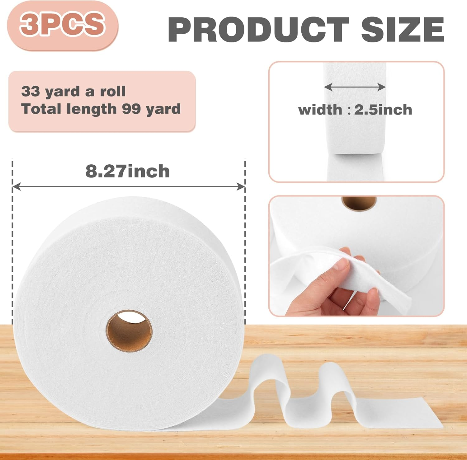 Ucandy 99 Yard Jelly Roll Batting Strip 2 1/2 Inch Cotton Quilt Batting, Flexible Batting on a Roll 33 Yards for Jelly Roll Rugs,Braided Rug,Throw Rugs,Purses image number 4