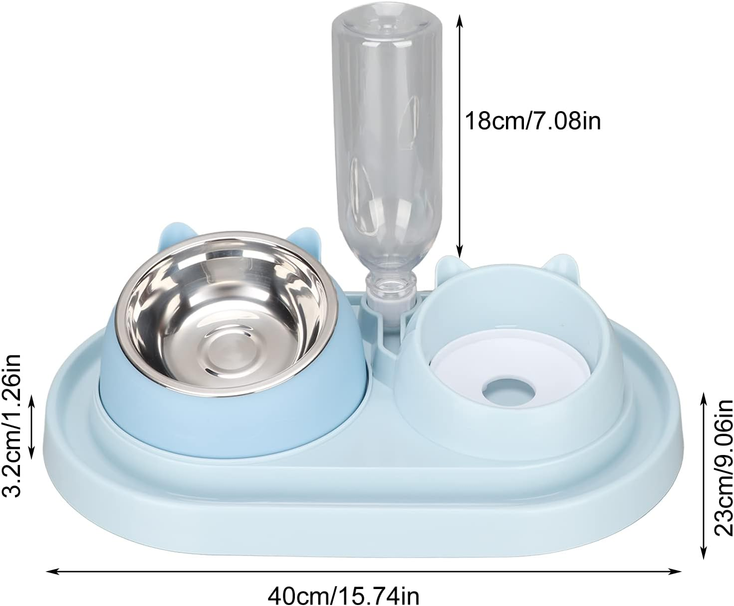 EVTSCAN Cat Food and Water Bowl Set, with Automatic Drinking Bottle, Slow Feeder Cat Bowls, 2 in 1 Automatic Pet Feeder, for Puppy Kitten Rabbits image number 3