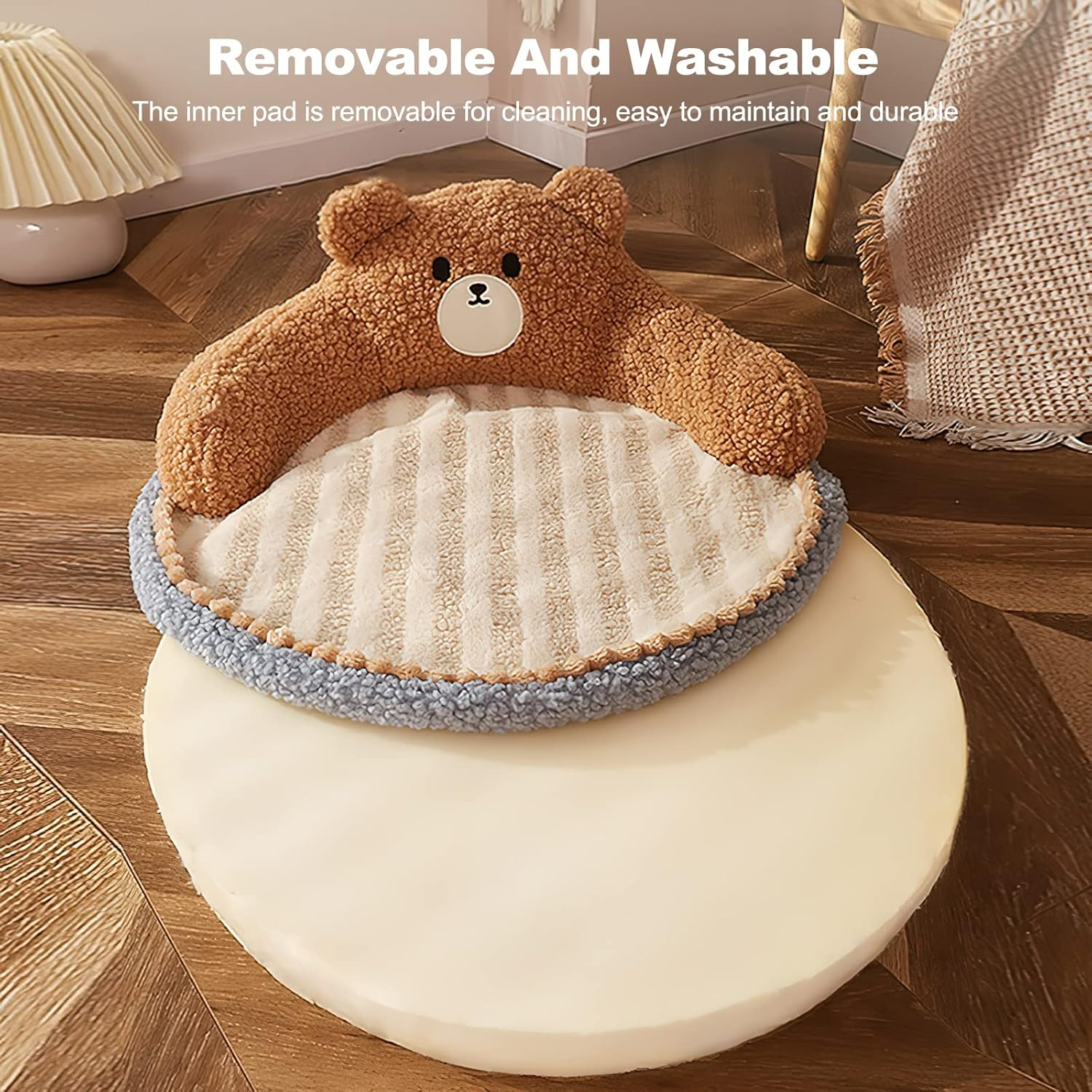 Galat&eacute;e Cat Bed, round Pet Bed for Cats and Puppies, Warm, Comfortable Pet Bed, Removable, Washable Cat Bed, Cat Sofa for Indoor and Outdoor Cat (Pink)