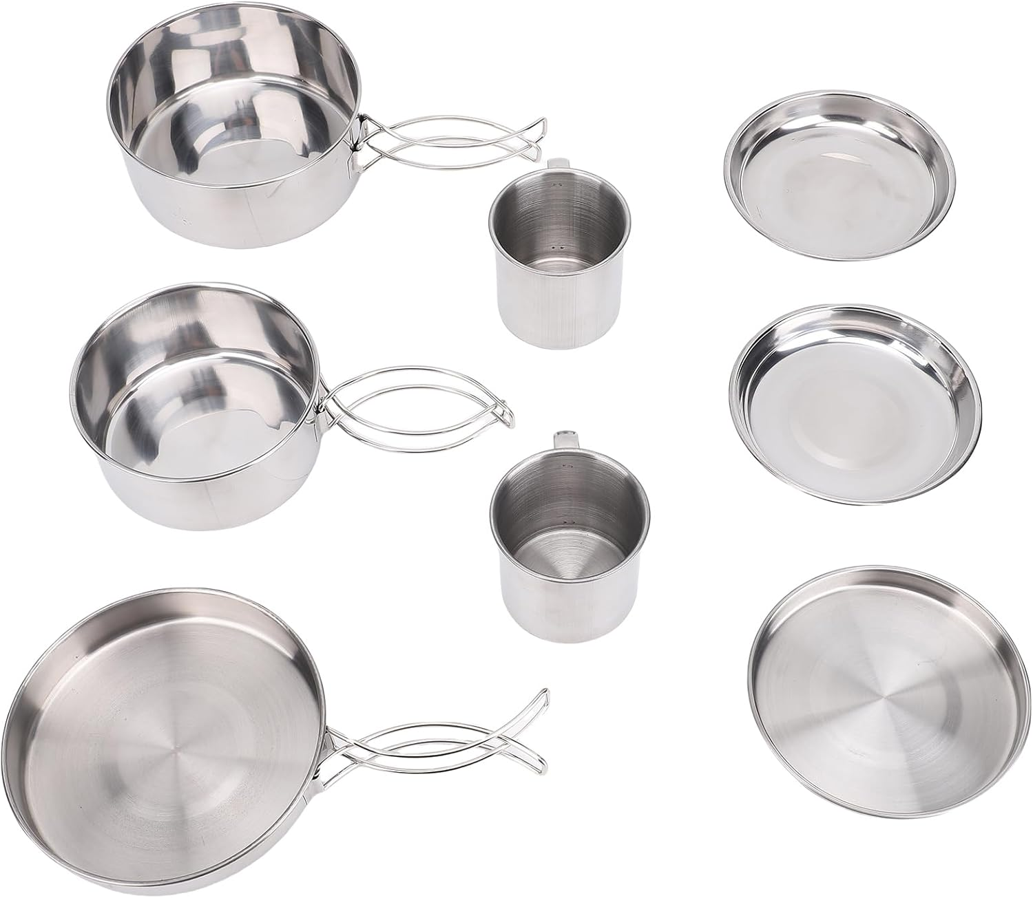 Aomiun Camping Cookware Set 4 PCS Stainless Steel Pots Pans Plate Cup with Leak-Proof Lid for Outdoor Camping Hiking Picnic for 2-3 People image number 1