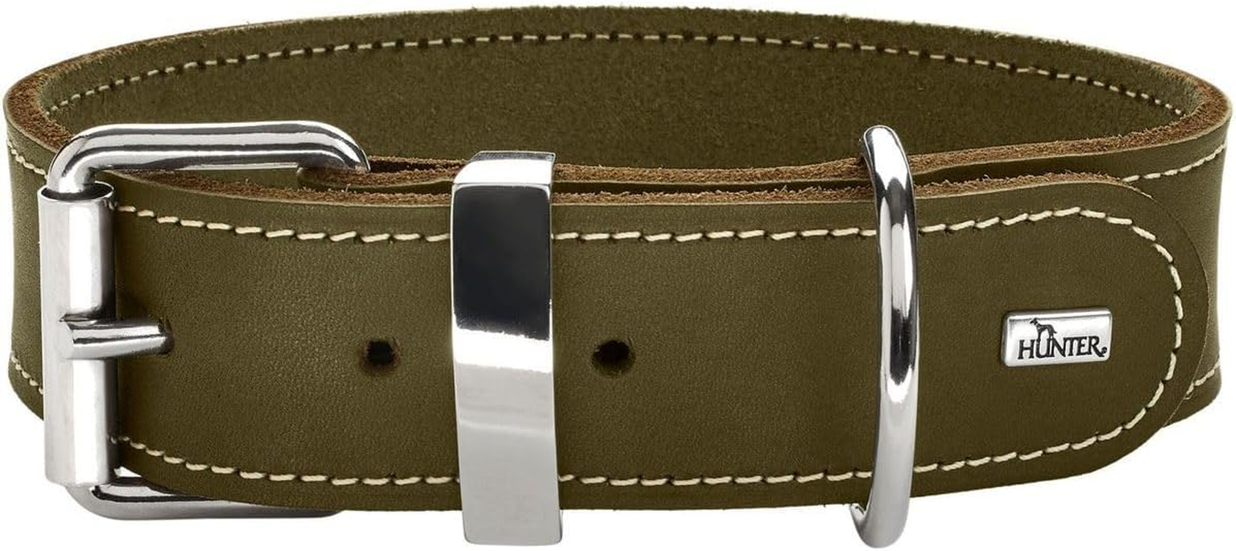 HUNTER Aalborg Special Dog Collar, Leather, Durable, Comfortable, 60 Cm (M-L), Black image number 1