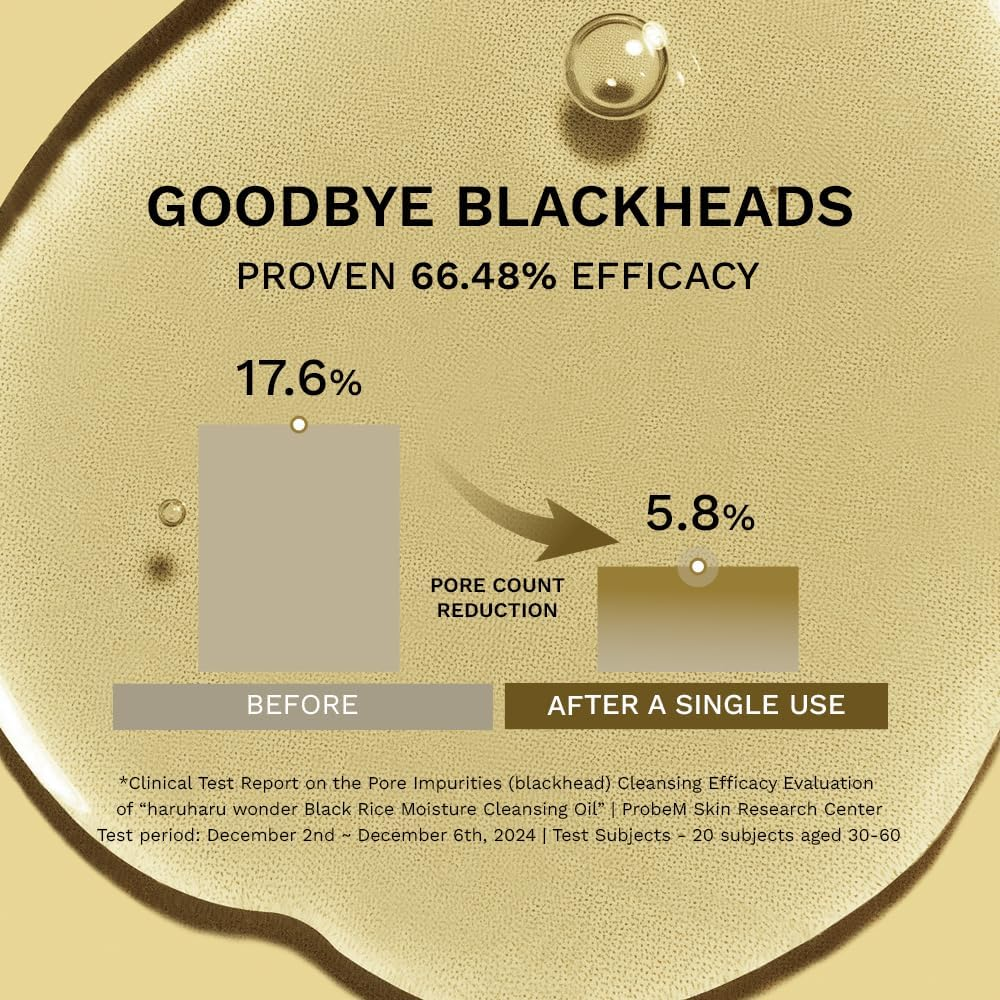 Haruharu Wonder Black Rice Moisture Cleansing Oil, Double Cleansing, Daily Makeup Remover, Pore Oil Cleanser, Korean Skincare, for Sensitive, Non-Comedogenic, 150Ml image number 3