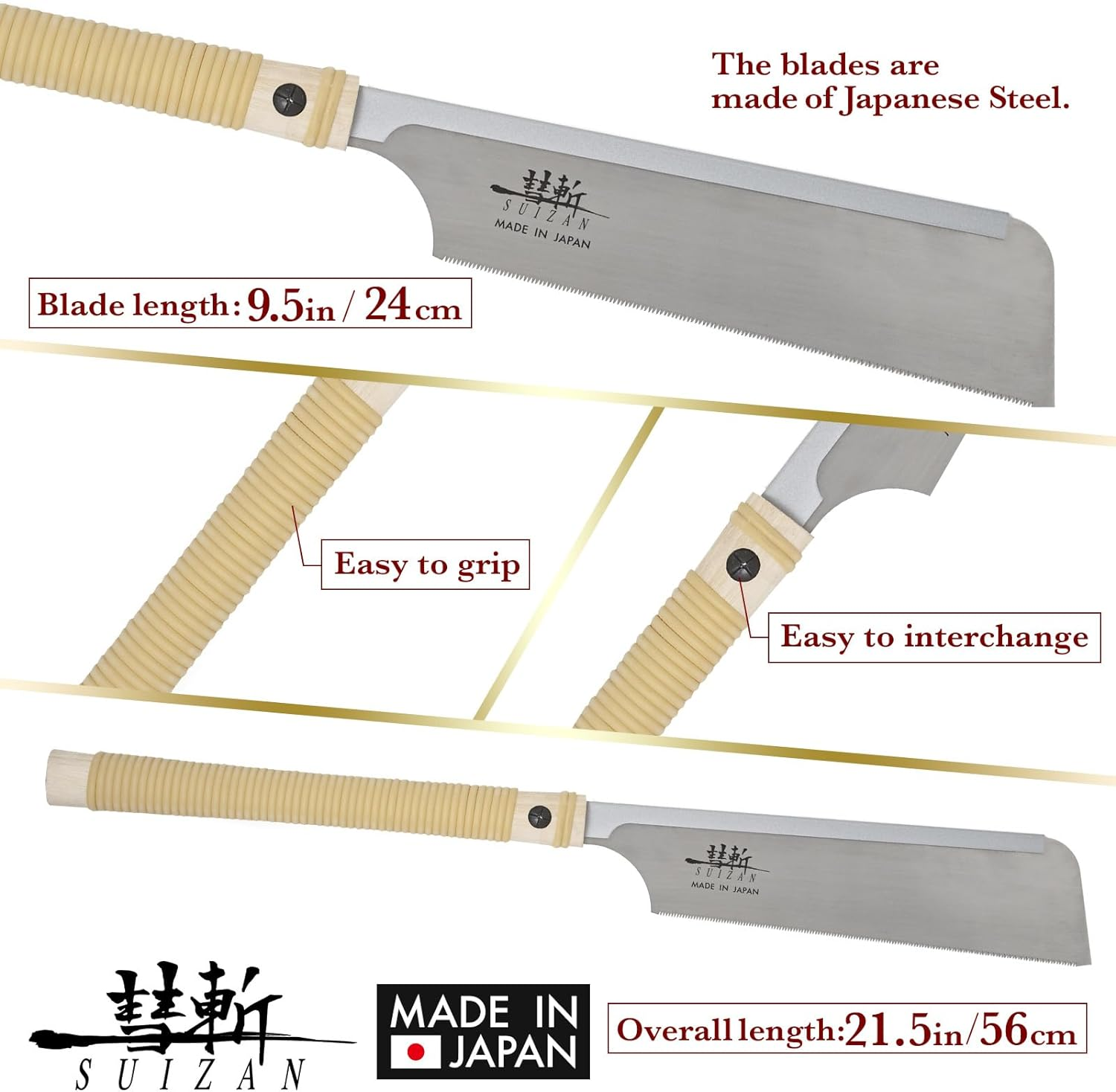 SUIZAN Dozuki Dovetail Saw 240Mm Rip Cross Angle Cut - Professional Japanese Pullsaw Handsaw Woodworking Tools image number 3