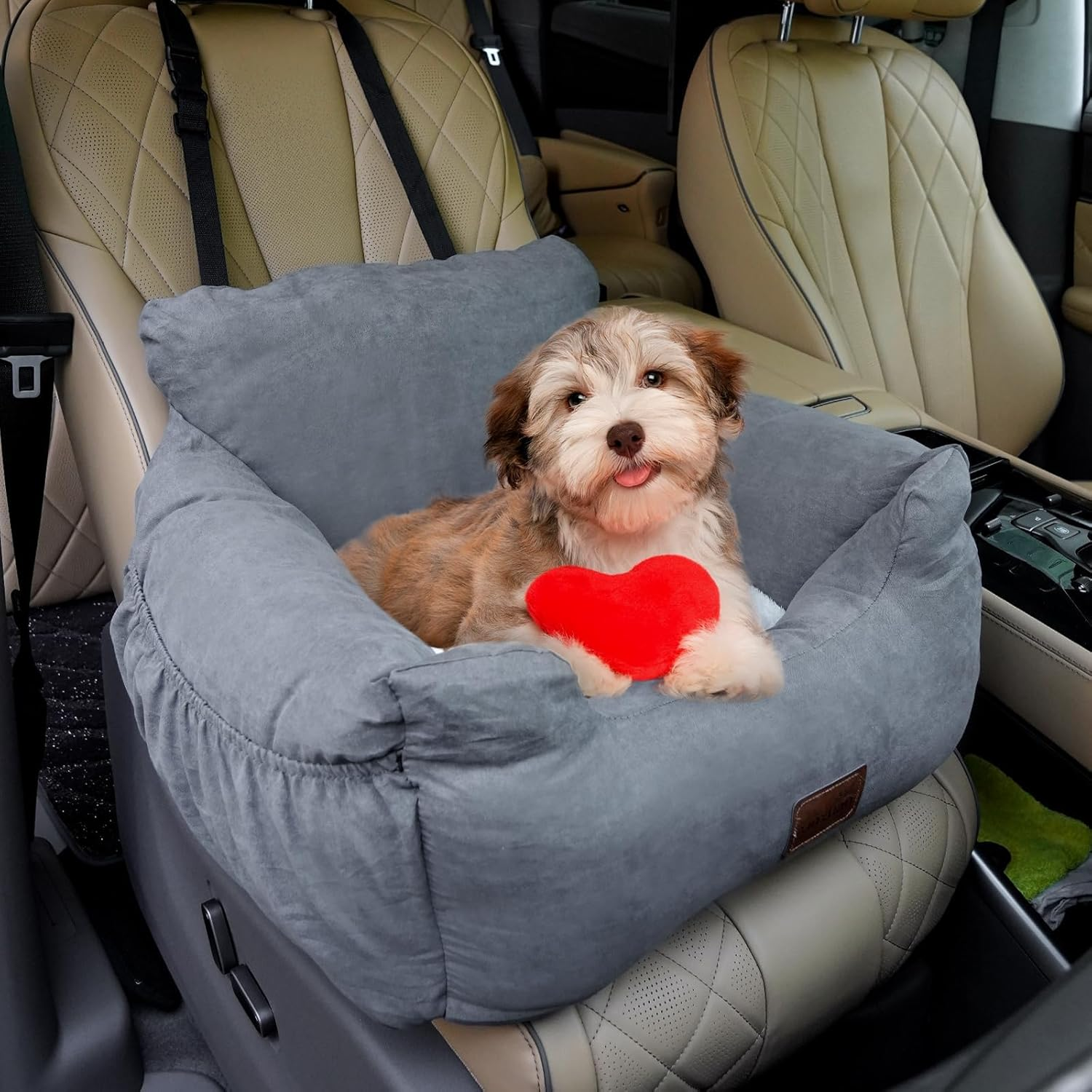 Small Dog Car Seat, Small Dog Car Seat, Washable and Stain-Resistant Dog Car Seat for Small Dogs, Safety Seat, High-Quality Fabric with Storage Bag, Grey image number 6