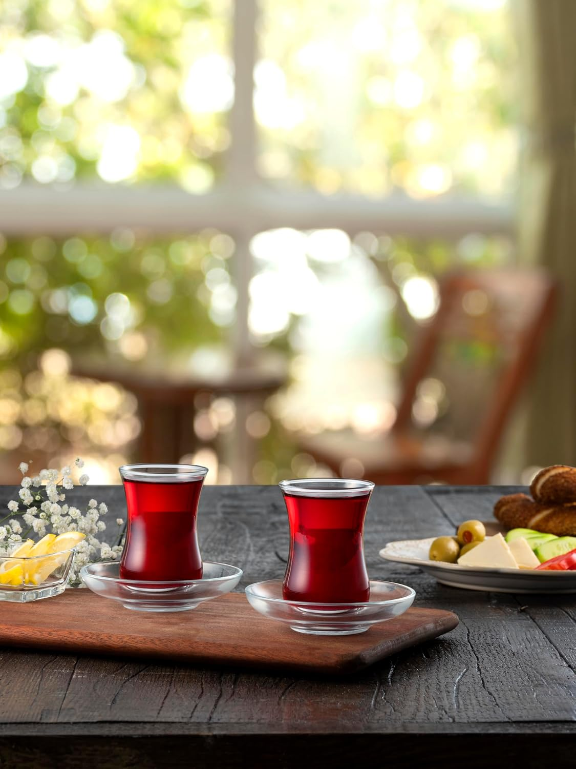 Pasabahce Turkish Tea Glasses & Saucers Set - Design (12 Pc) - Set of 6, 120 Cc. - Dishwasher Safe Turkish Tea Glass Set image number 3