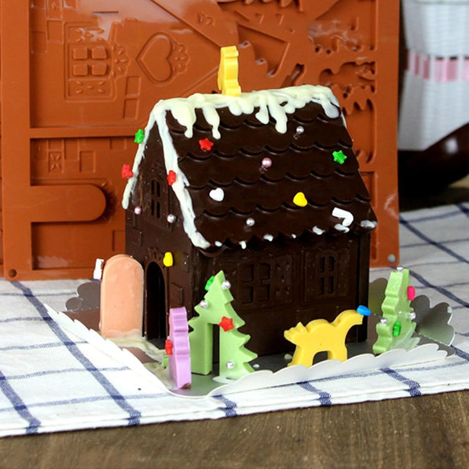 Gingerbread House Cake Mold - 2X Christmas Baking Silicone Molds - Food Grade Non-Stick Chocolate Mold for Candy, Desserts, Cake image number 2