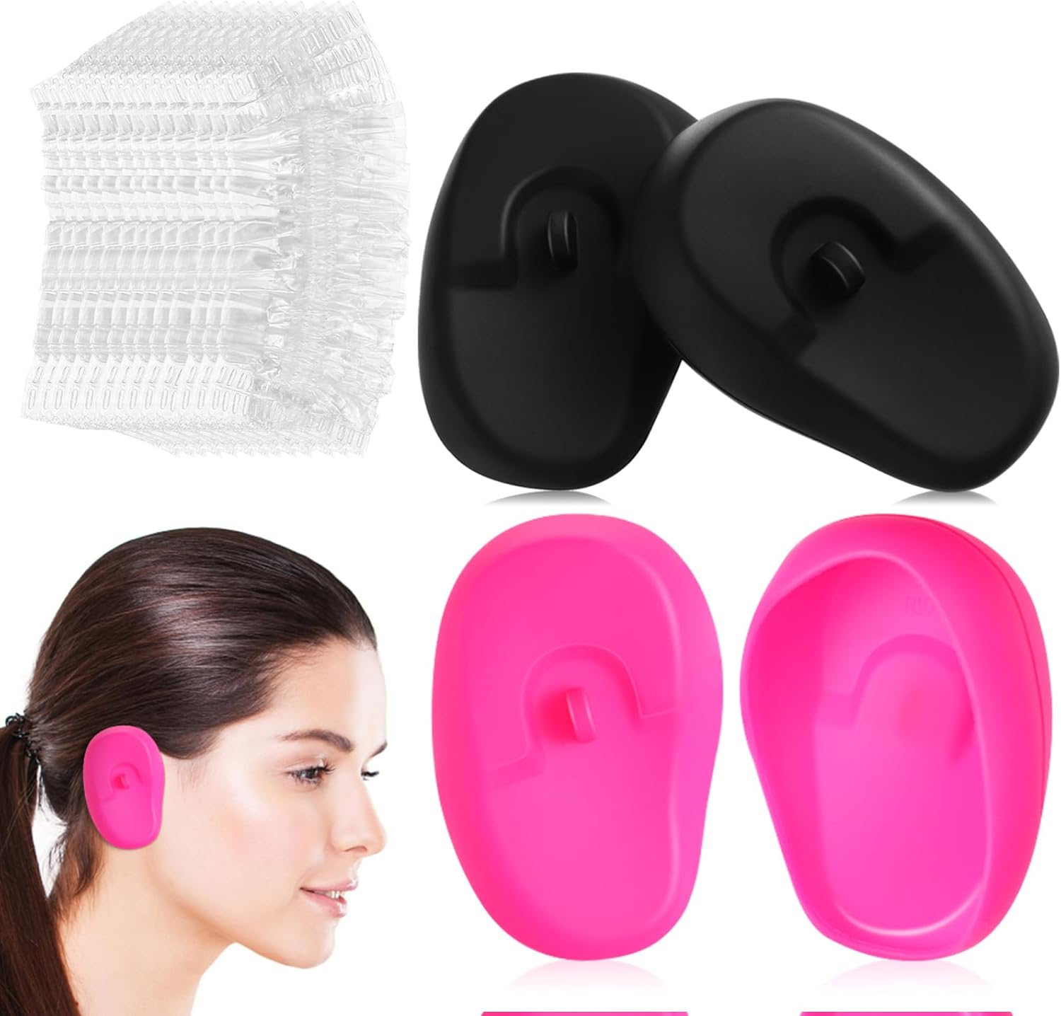 2Pairs Silicone Ear Covers for Hairdressing Transparent Ear Protectors Comfortable against Hair Dye and Water image number 1
