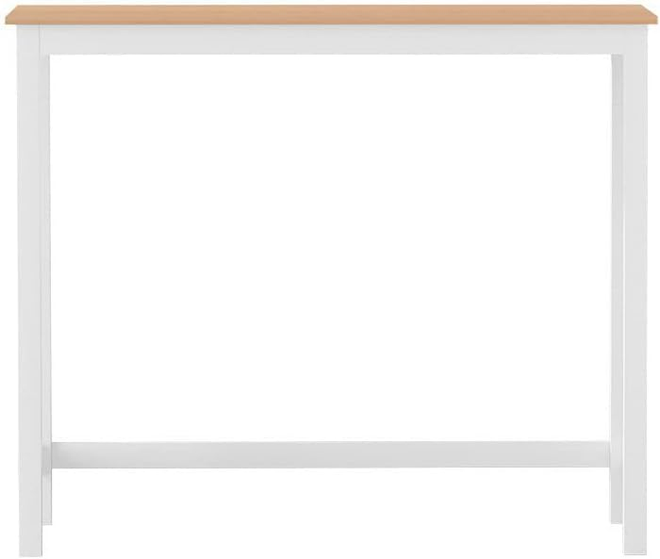 Artiss Bar Table Ari Dining Desk High Solid Wood Kitchen Shelf Wooden White Cafe image number 1