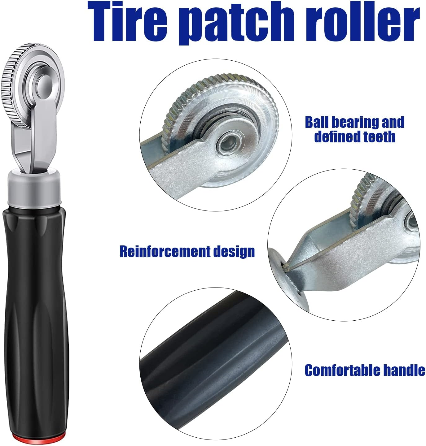 Tire Repair Patch Tool Kit Including 24Pcs Tire Patch Plugs, Tungsten Buffing Wheel, Tire Patch Roller with 4Mm Twist Drill Bits for Vehicle image number 6