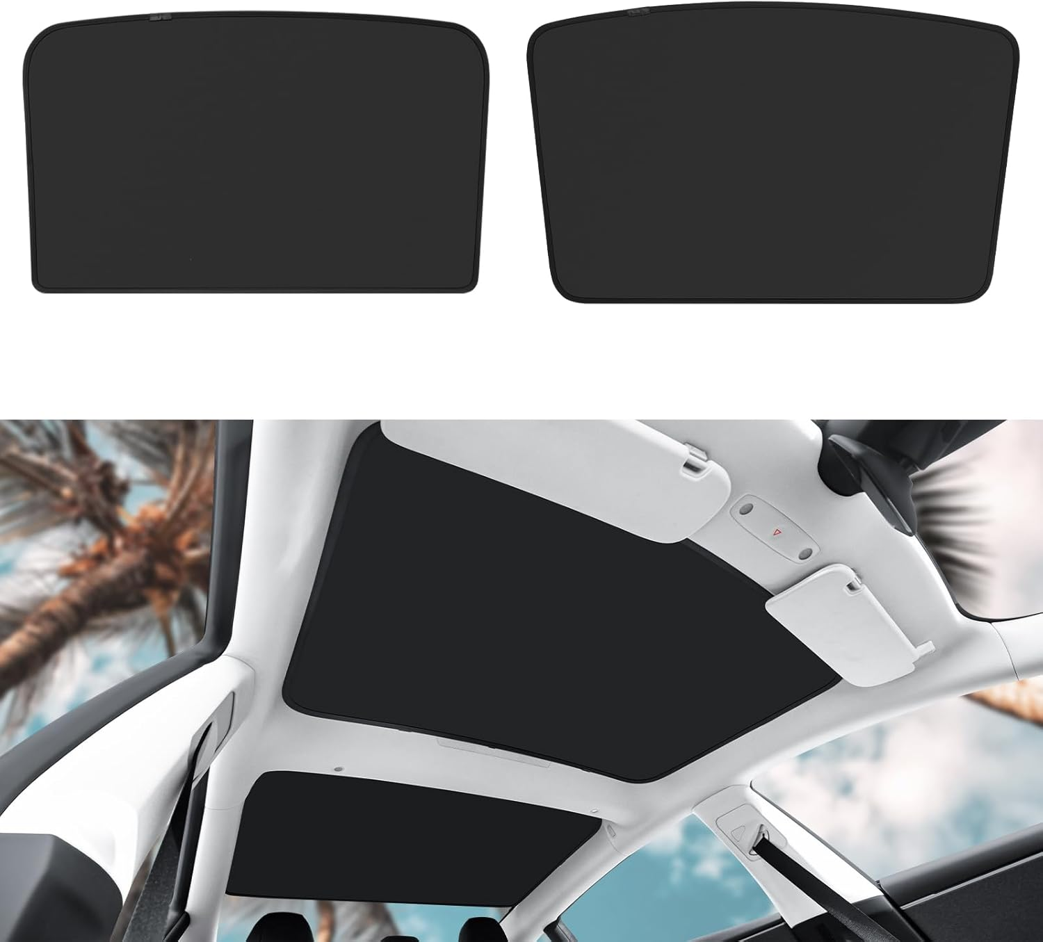 KUNIST Roof Sunshades for Tesla Model 3, Upgraded Sunroof Shade Sunshade Roof Sun Shade for Tesla Model 3 Accessories 2017-2020, Silver,White