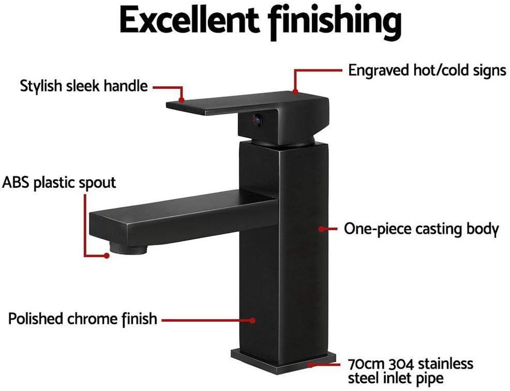 Cefito Basin Mixer Tap, 6L/Min Bathroom Taps Filter Swivel Brass Faucet Kitchen Sink Water Faucets Spray Head Bath Fixtures Home Laundry Vanity Improvement, Hot and Cold Switch Black image number 5