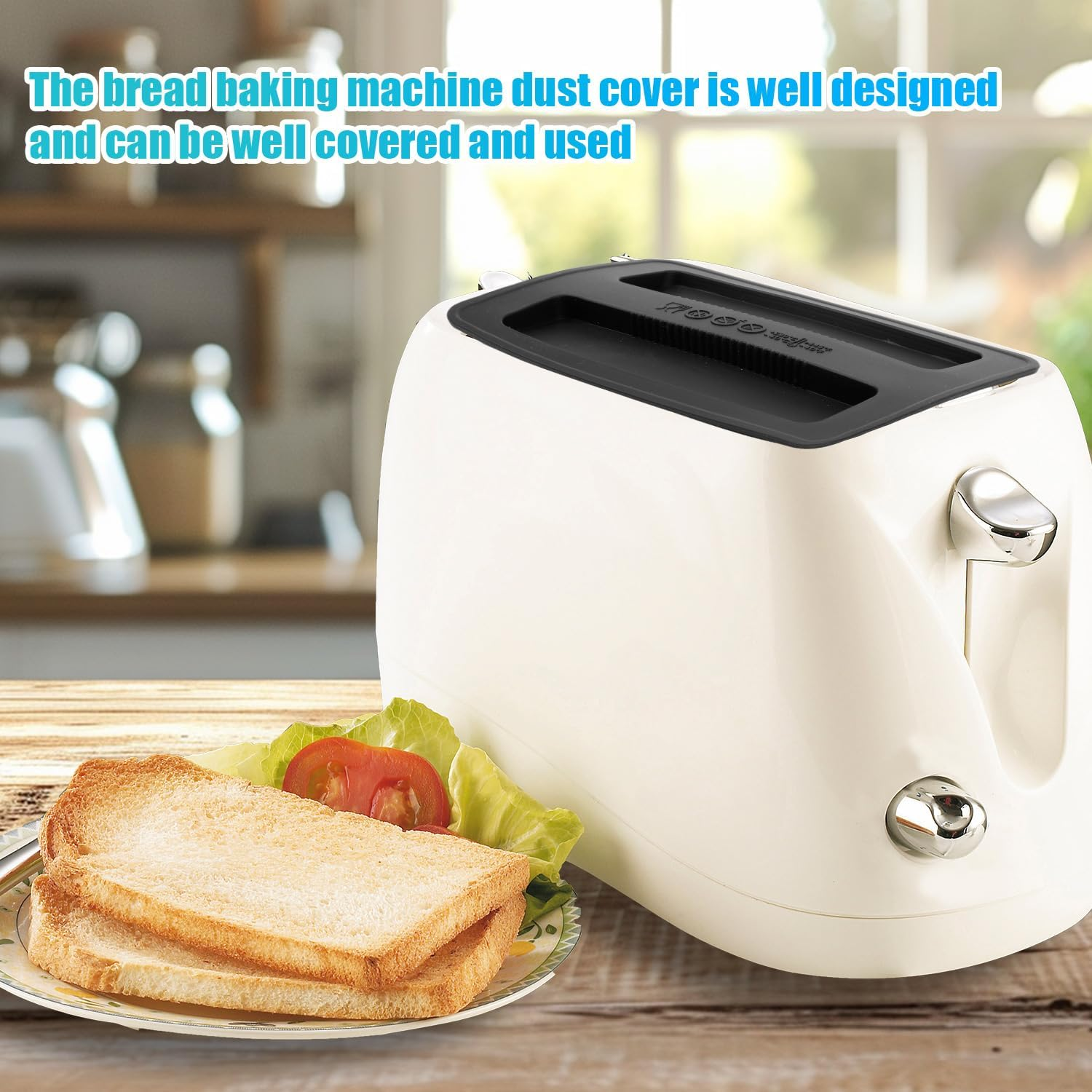 2Pcs Toaster Cover, Black Silicone Toaster Lid 2 Slices Dust Cover for Bread Machine Top Cover for Toaster for Baking Supplies image number 5