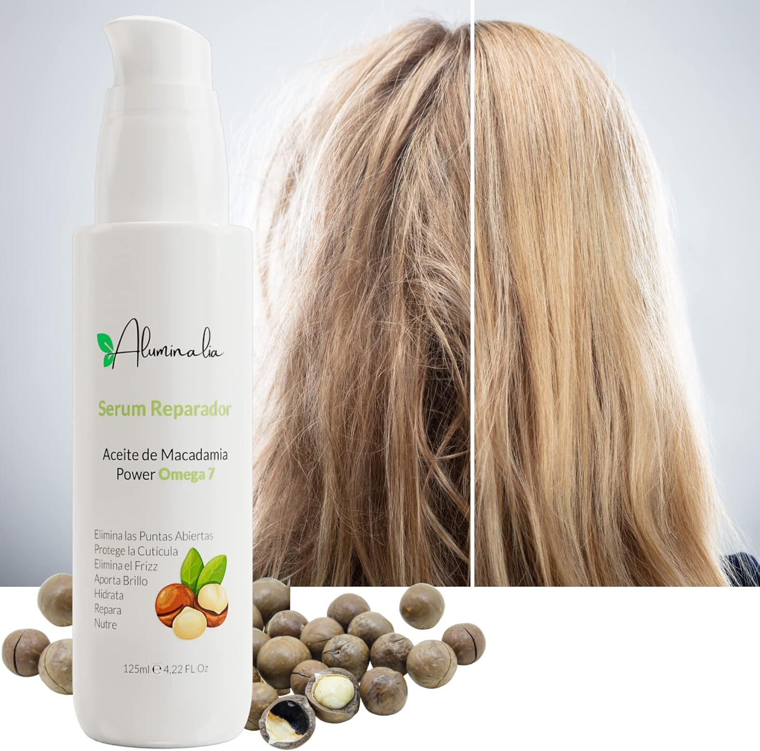 Anti Frizz Serum for Hair Professional Hair Repair Serum with Macadamia Oil, Serum Hair Rich in Omega 7 and Vitamin E, anti Frizz Products Sulfate and Paraben Free (125 Ml) image number 1