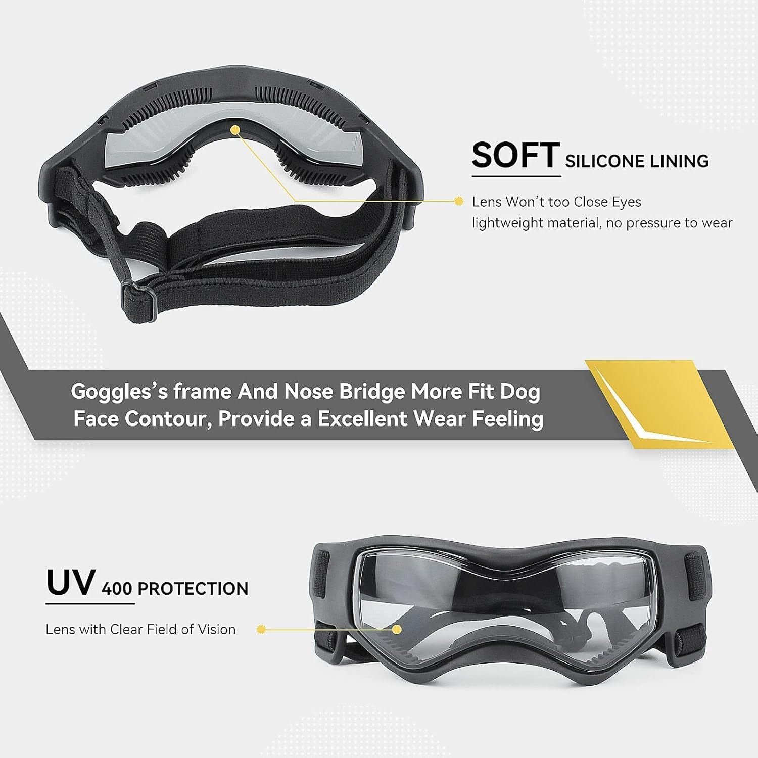 Anti-Uv Waterproof Windproof Adjustable Dog Sunglasses - Fashion Safety Glasses for Small and Medium Dogs (Black, One Size) image number 4