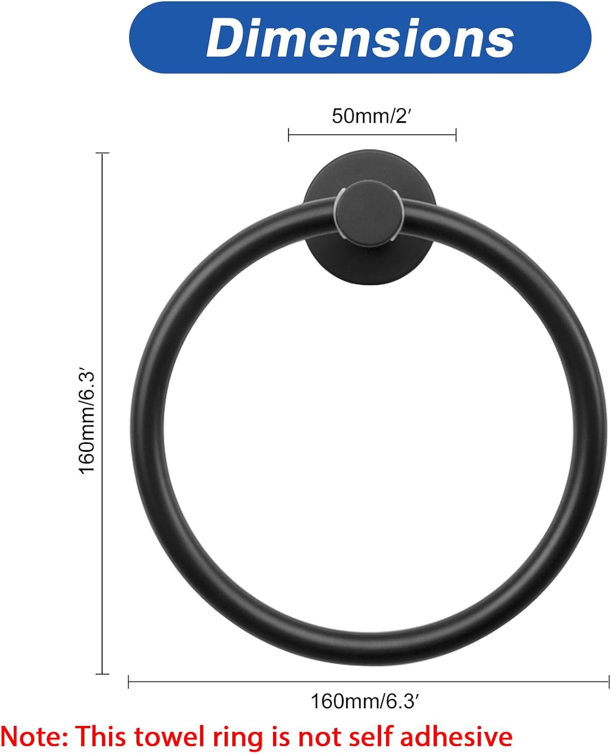 Nearmoon Bath Towel Ring, Bathroom Hardware Accessories-Thicken Stainless Steel Hand Towel Holder for Bathroom, Modern round Towel Hanger Wall Mounted (Matte Black, 1 Pack) - 4, Brushed Nickel image number 7