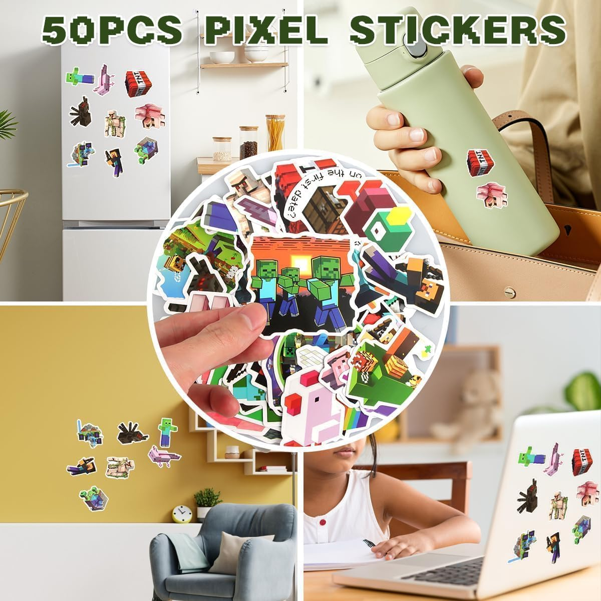 106 PCS Gaming Party Bag Fillers, Miner Party Favours, Miner Party Bag Filler Set with Keychain Slap Bands Party Bags Stickers Invitations Cards, Birthday Party Supplies for Kids image number 3