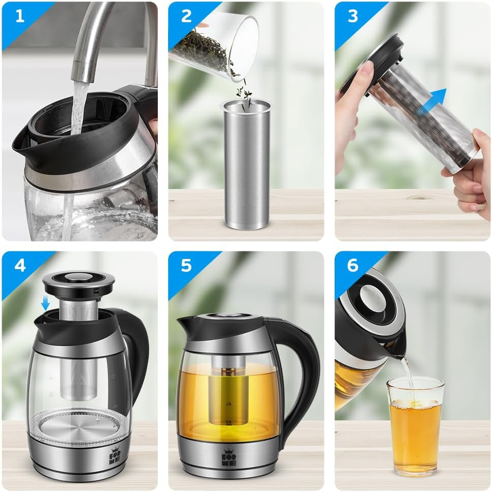 Forme Glass Kettle with Temperature Setting 40-100 &deg;C 1.8 L I 2200 Watt I 7 Colour Change LED I Digital Temperature Display I Keep Warm Function I Boil Dry Protection BPA Free image number 5