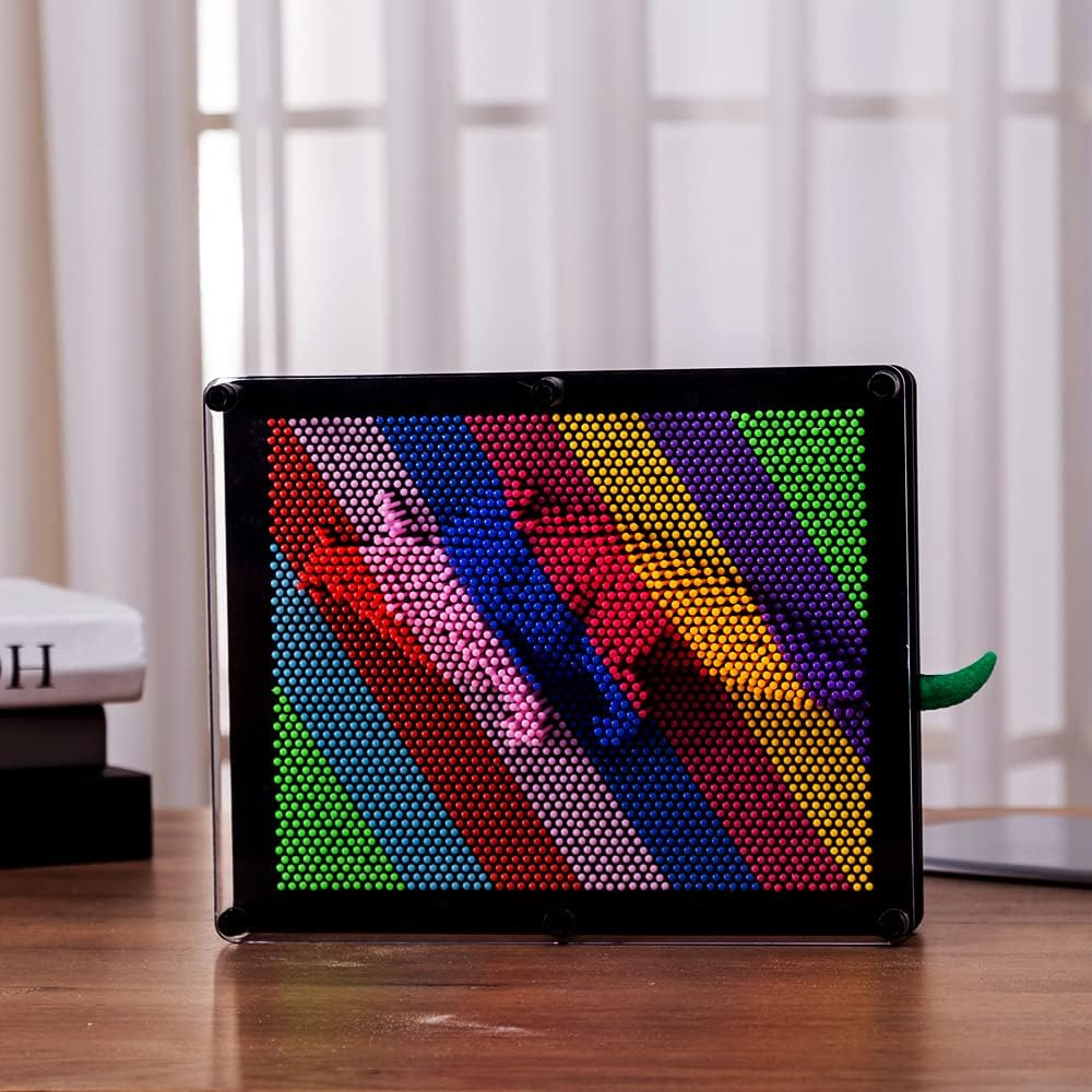 3D Pin Art Intellectual Fun Toy Rainbow Plastic Pin Art Palm Board Push Pin Toy (Rainbow-10X8Inches) - Blue,Blue-6,Transparent image number 6