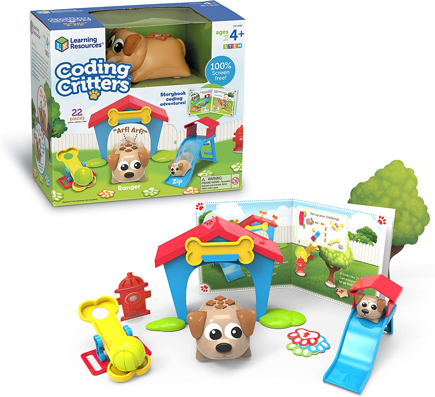 Learning Resources Coding Critters Ranger & Zip, Screen-Free Early Coding Toy for Kids, Interactive STEM Coding Pet, 22 Piece Set, Ages 4+ image number 3