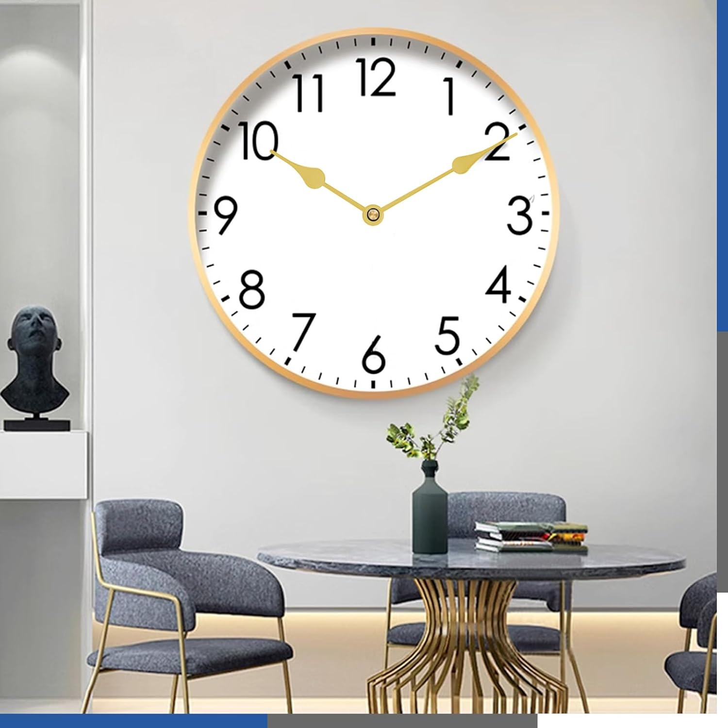 Glarks 12Pcs 28MM Golden High Torque Long Shaft Clock Movement Mechanism Kit Includes 1Pcs Clock Movements with 1Pcs Hooks, 4 Different Pairs Clock Hands, 4Pcs Mounting Hardware, 2Pcs Clock Numerals image number 2