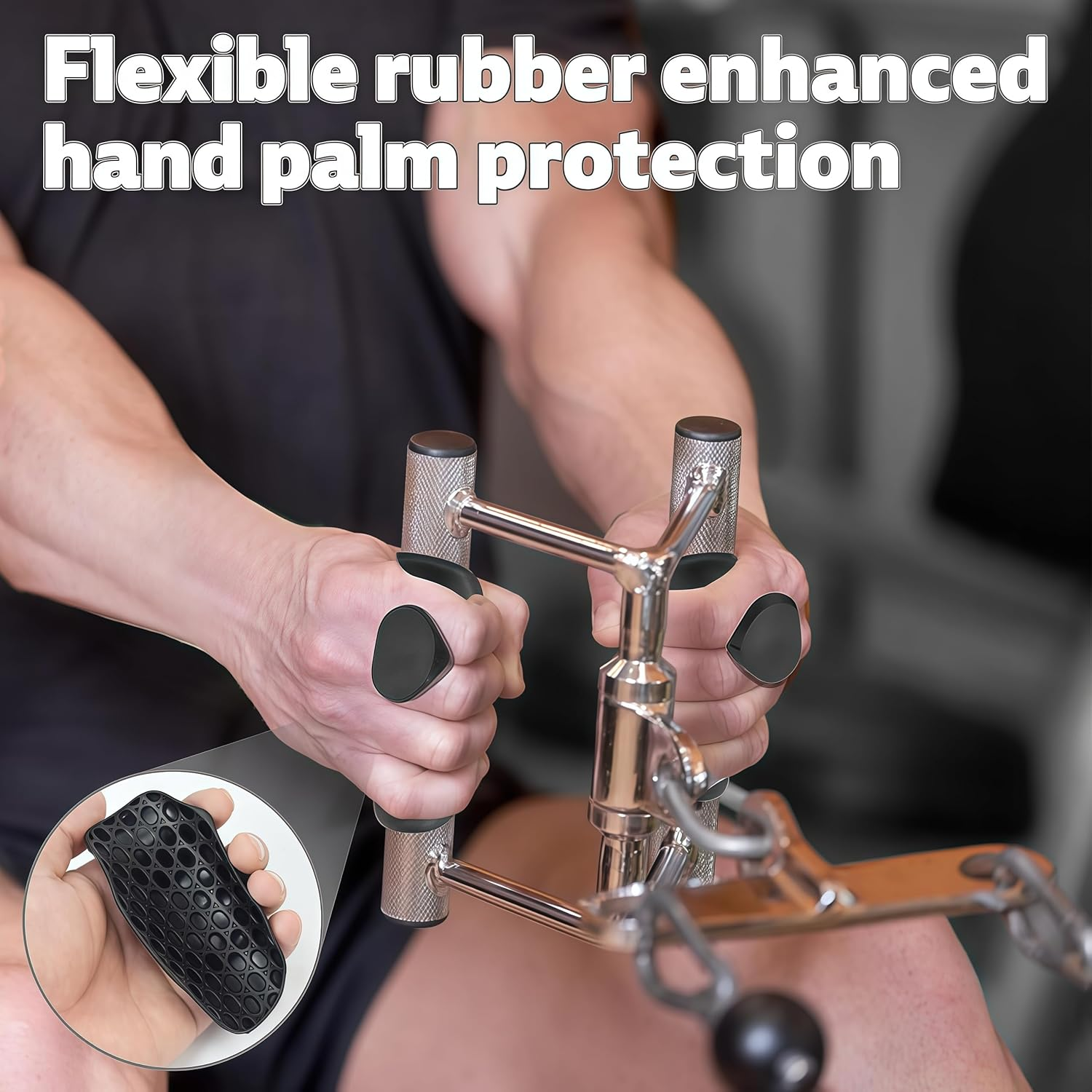 Rubber Gym Grips Fingerless Workout Grips - Ergonomic Rubber Hand Protector Gloves for Weight Lifting, Pull-Ups, Gym Training and Exercise, for Men and Women - Pink Pair image number 5