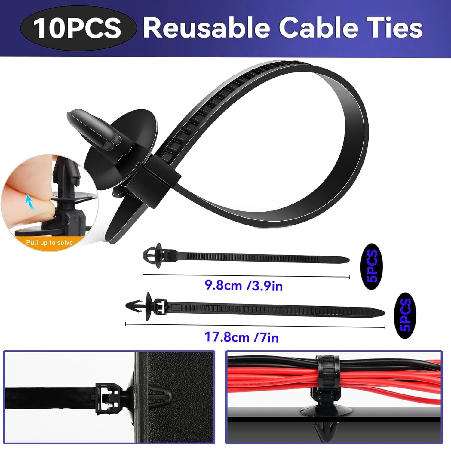 1240Pcs Car Retainer Clips Auto Fasteners Assortment Kit,32 Universal Sizes Nylon Bumper, Fender Rivets and Door Panel Clips,With 10 Cable Ties and Removal Tool,Universal for All Cars, Blue image number 2