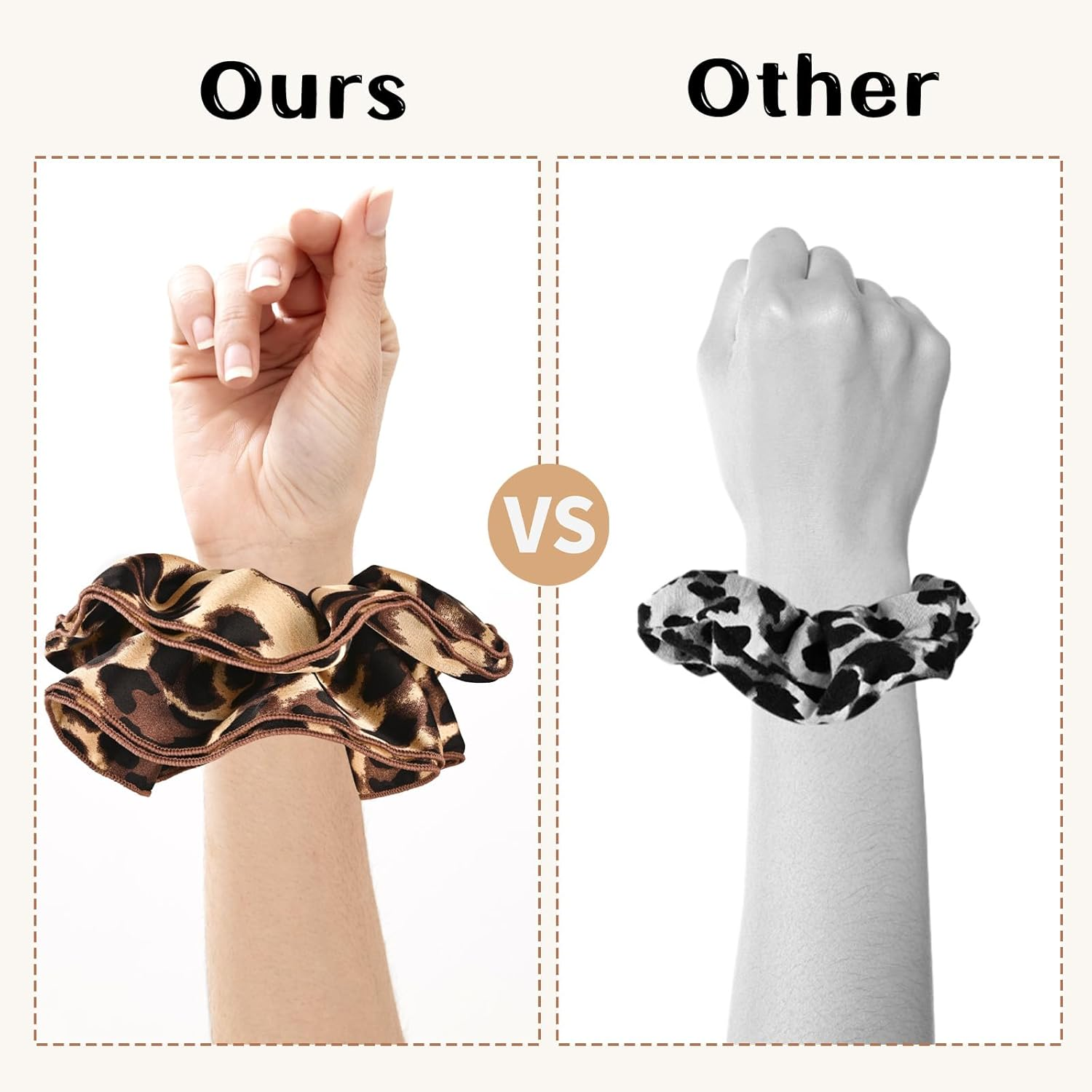 Mtuihfo 3 PCS Leopard Print Scrunchie, Oversized Scrunchies Satin Elastic Giant Hair Accessories Animal Print Gifts for Thick Curly Hair Women Girls Ponytail Holders Hair Ropes image number 6