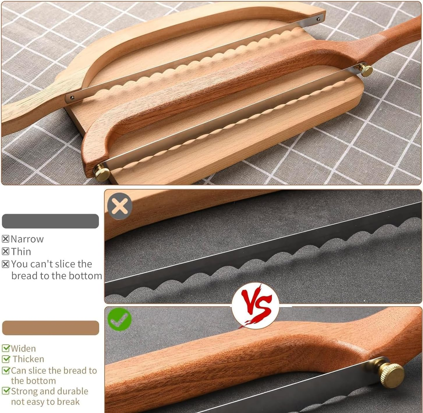 Ronluuu Serrated Bread Knife 25Cm - Pro Sourdough Knife for Even Slicing, Specialised for Crusty Homemade Breads & Sourdough Loaves image number 2