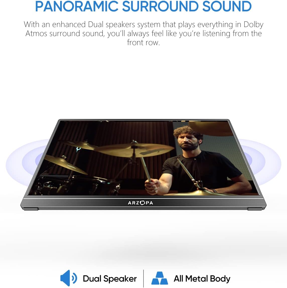 ARZOPA Portable Monitor, 15.6'' 1080P FHD Laptop Monitor USB C HDMI Computer Display HDR Eye Care External Screen W/Smart Cover for PC Mac Phone Xbox Switch PS5 - S1 Table image number 6