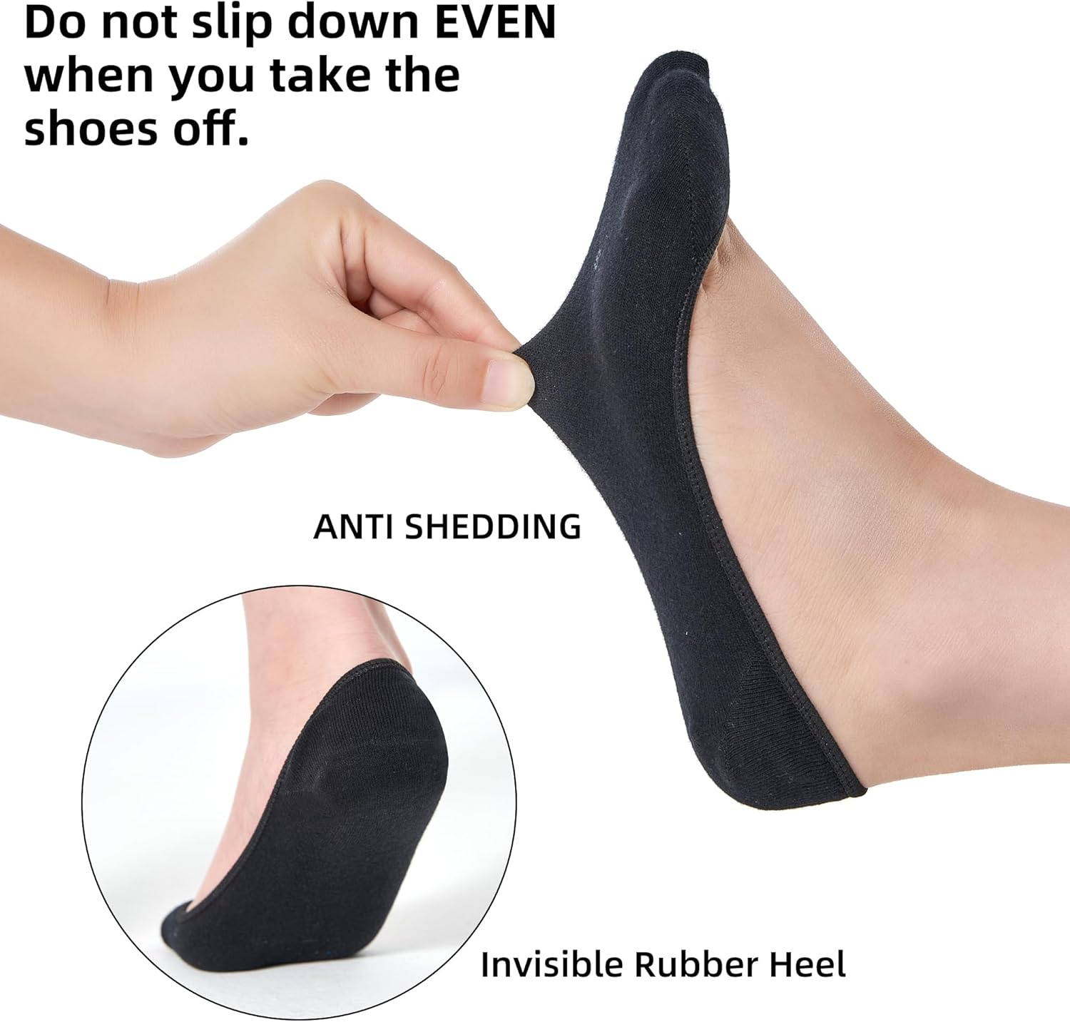 6 Pairs No Show Socks Womens, Ultra Low Cut Liner Non Slip Footies Socks for Flats Invisible Boat Shoe Size 5-9/9-11 image number 3