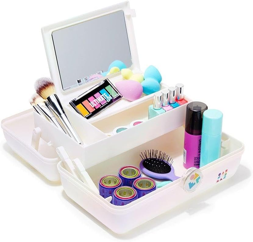 Caboodles Rainbow Rad - On-The-Go Girl Makeup Organizer, White Opal image number 2