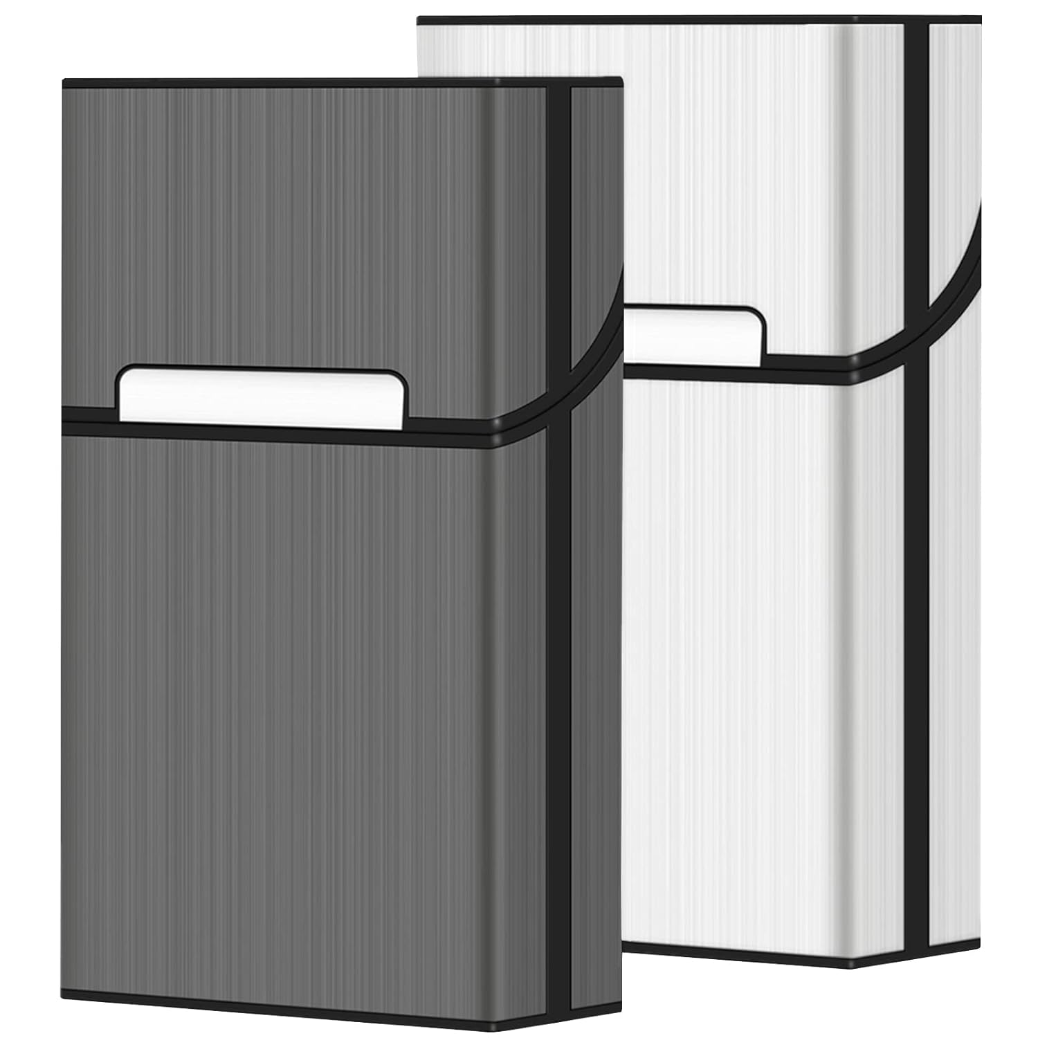 Roygra Cigarette Case, Magnetic Brushed Aluminum, 20 Capacity - 2 Pack (Gray + Silver, 85Mm King Size)