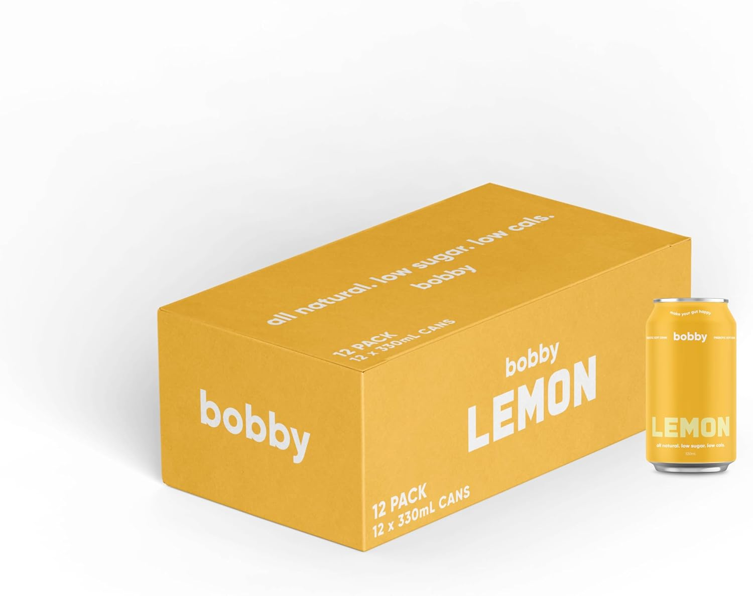 Bobby Lemon Flavoured Prebiotic Soft Drink 12 Pack of 330 Ml image number 1