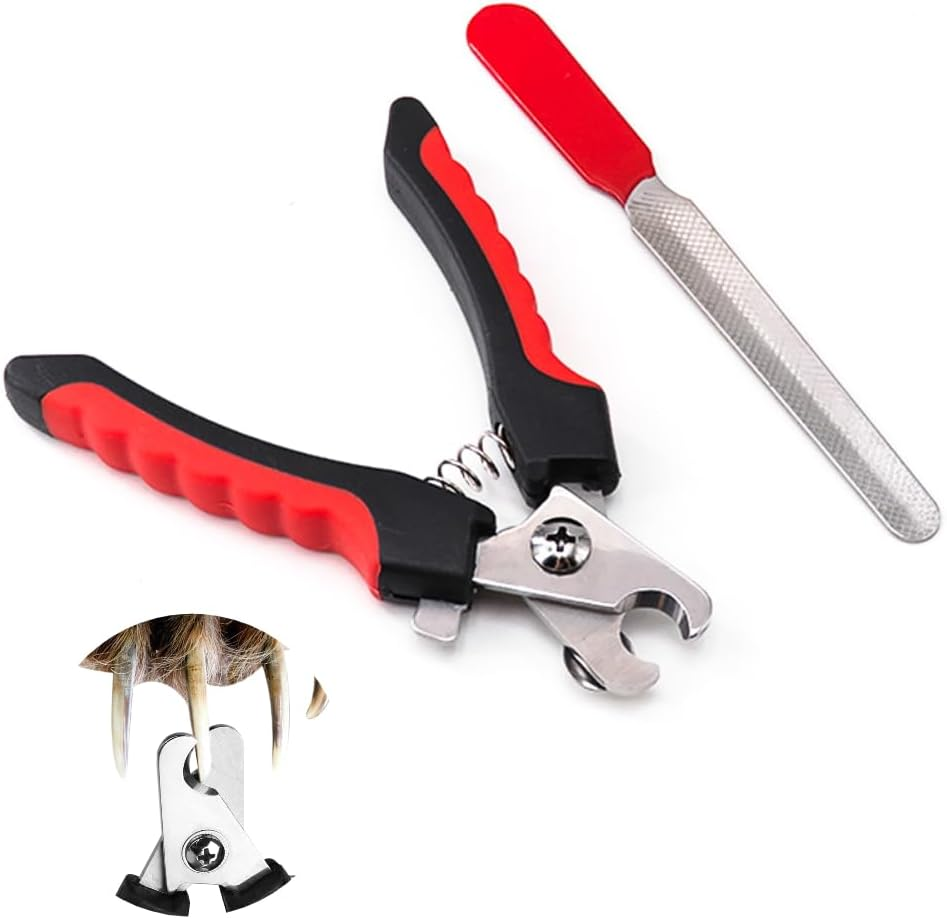 Votoka Nail Clippers for Dogs and Cats, Stainless Steel Nail Clippers with Safety Protection, Red/Black, with Nail File, Claw Care Tool image number 1