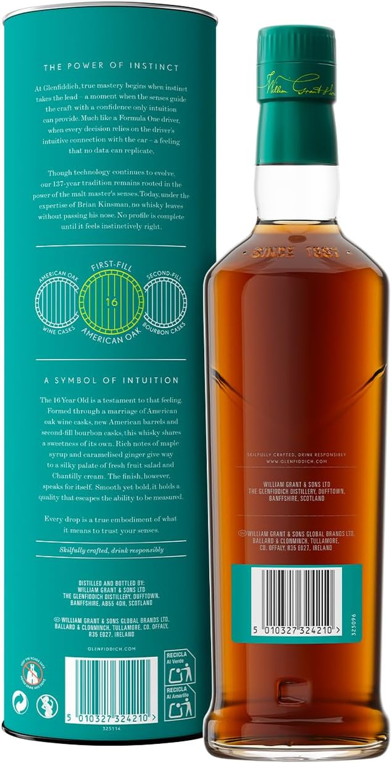 GLENFIDDICH 16 Year Old Single Malt Scotch Whisky &ndash; Limited Edition &ndash; Rich & Layered Sweetness &ndash; Matured & Married in American Oak Casks &ndash; in Partnership with Aston Martin F1&reg; Team &ndash; 43% ABV &ndash; 750Ml image number 4