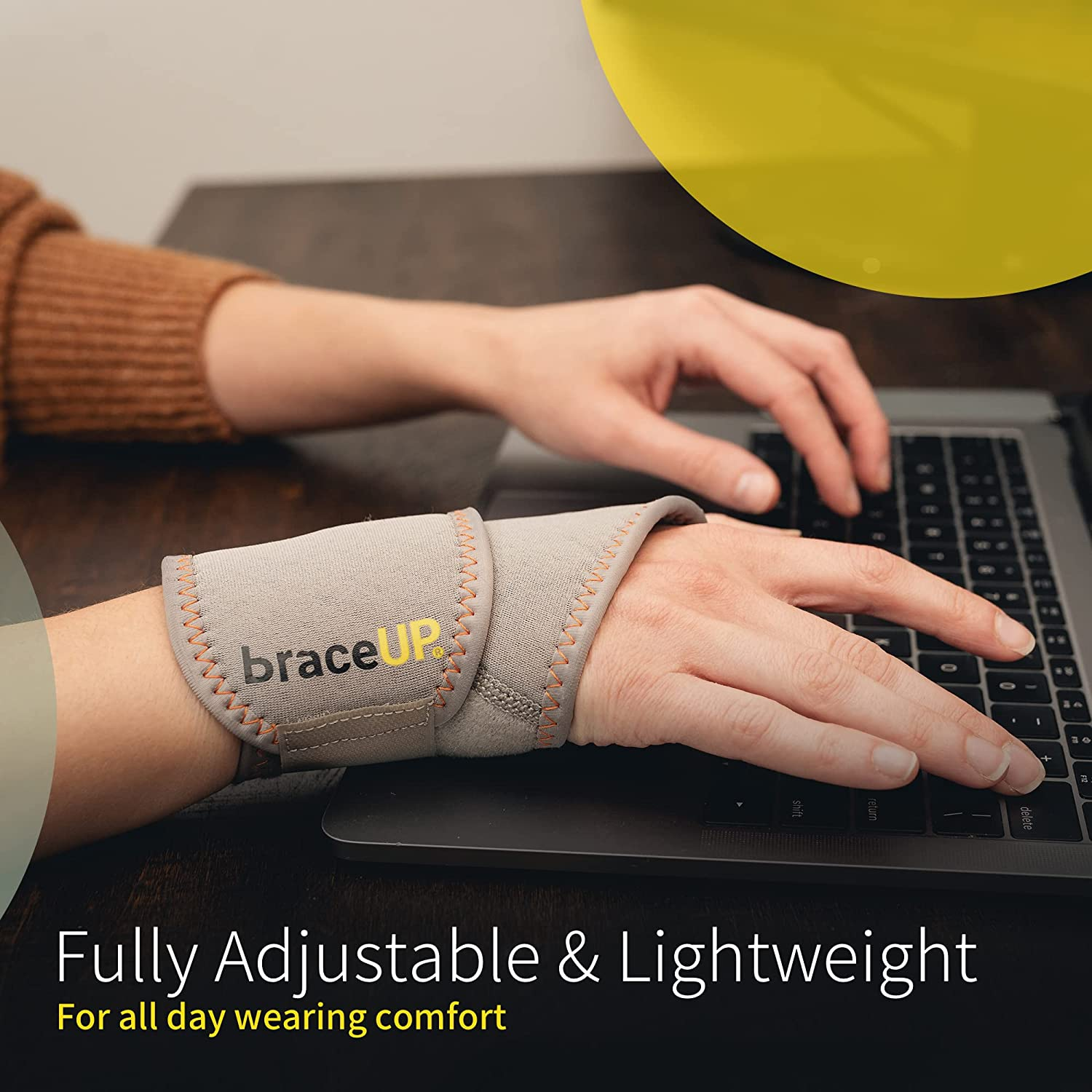 Braceup Adjustable Wrist Wrap for Men and Women - Workouts Wrist Band, Carpal Tunnel Compression Wrist Brace, Tendonitis Wrist Splint, Left Right Hand One Size Adjustable (Black) image number 4
