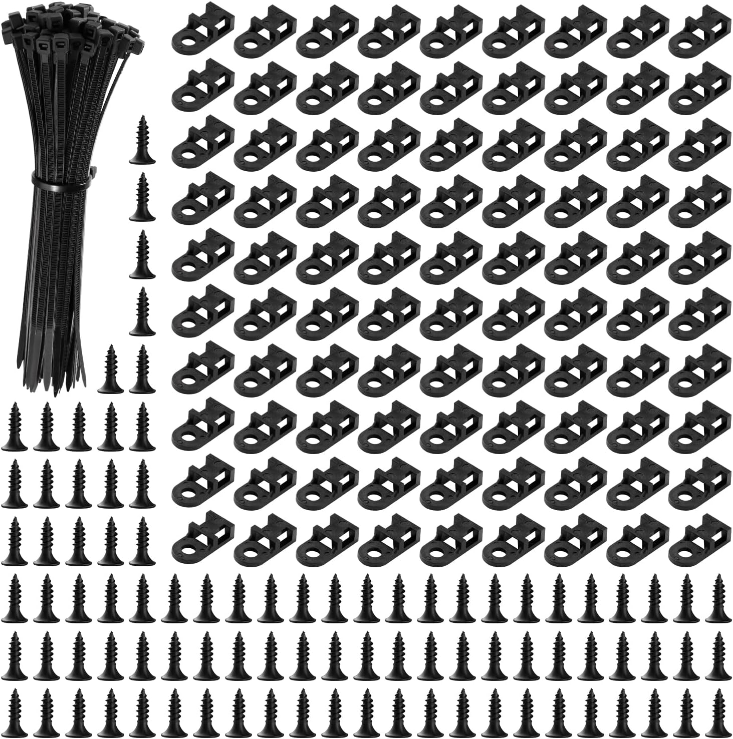 Voogenzek 90 Sets 19.6 * 9.7 Mm Saddle Type Cable Tie Mount Bases, Saddle Type Mount Wire Holder, with M3.5 Screws and Cable Ties, for Wire and Cable Tidy, White