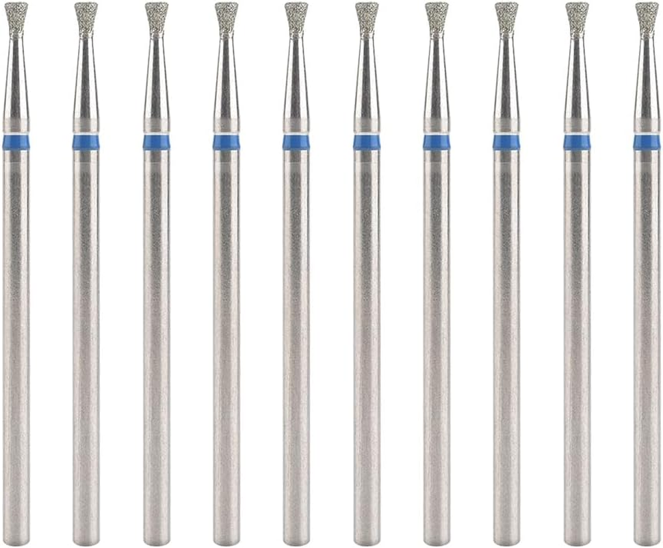 KADS Carbide Diamond Sanding Bit for Nail Prep Shaping, Upgrade Nail Drill Tips for Manicure Salon Cuticle Remove (10Pcs Inverted Cone Shape)