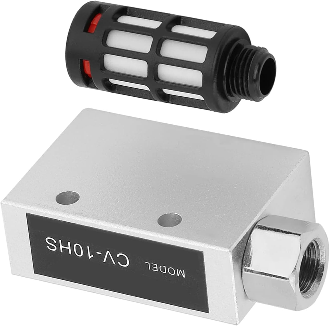 CV-10HS Pneumatic Air Exhaust Vacuum Ejector Generator with Silencer, Creates High Suction Vacuum from Compressed Air Flow, Durable Aluminum Alloy Construction, image number 5